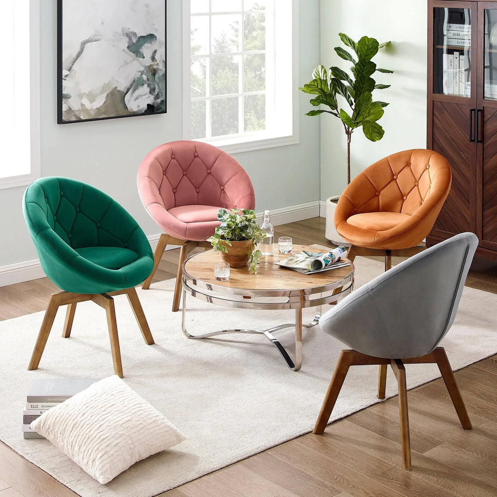 Velvet Tufted Round Swivel Accent Chair O6925