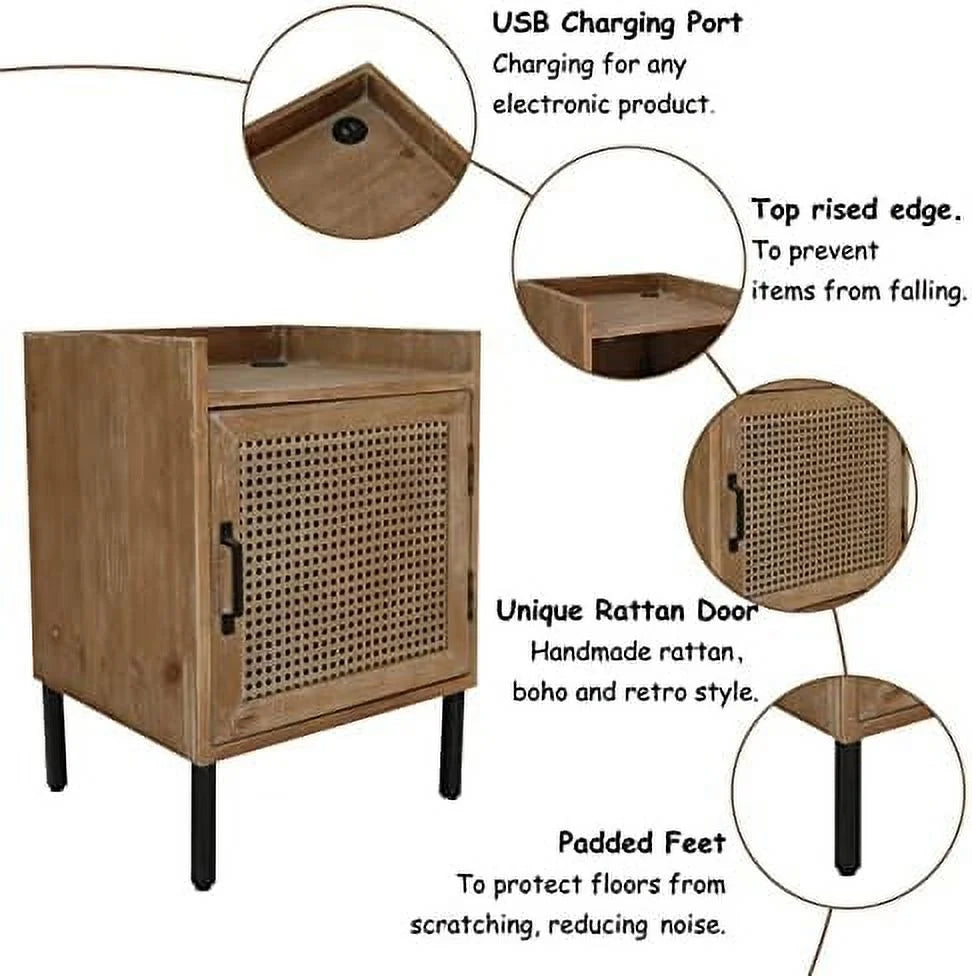 Woven Fronts Nightstand with 2 Drawers A45042