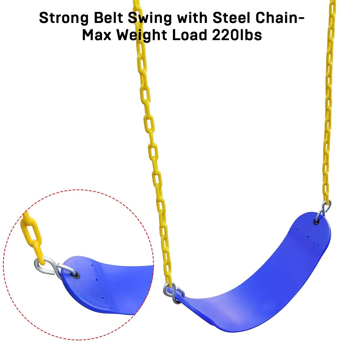 Swing Set with 32in Saucer Swing, EVA Swing Seat, Kids Basketball Hoop, Soccer Net, 440lbs Heavy Duty Anti-Rust Steel A-Frame F59322