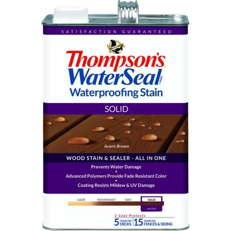 Acorn Brown Waterproofing Solid Color Stain and Sealer Gallon Case of 4 N6224