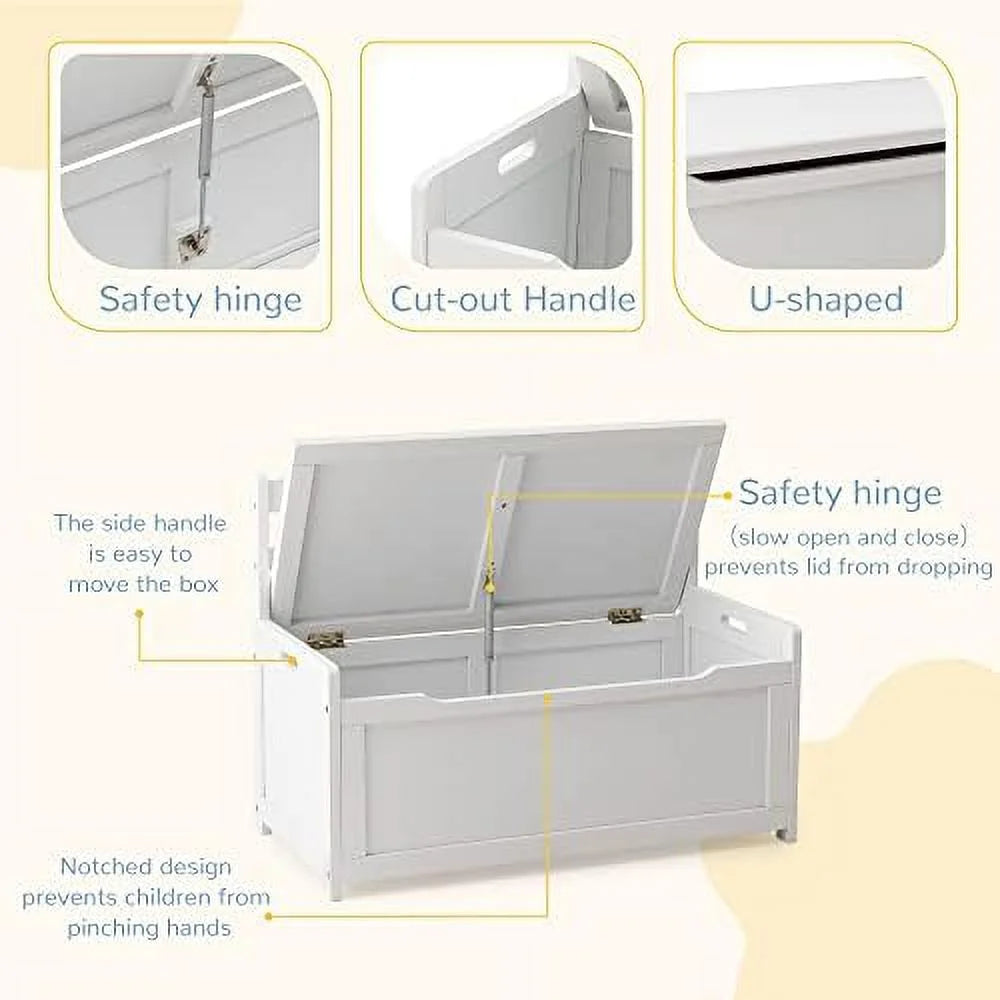 White Rubber Wood Toy Box V325418