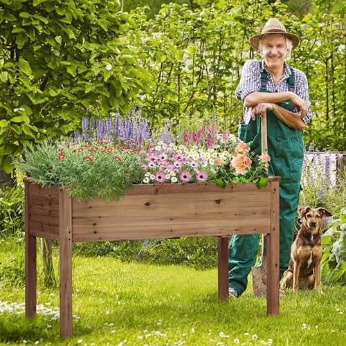 Raised Garden Bed 48x24x30in Wooden Planter Box with Legs O7940