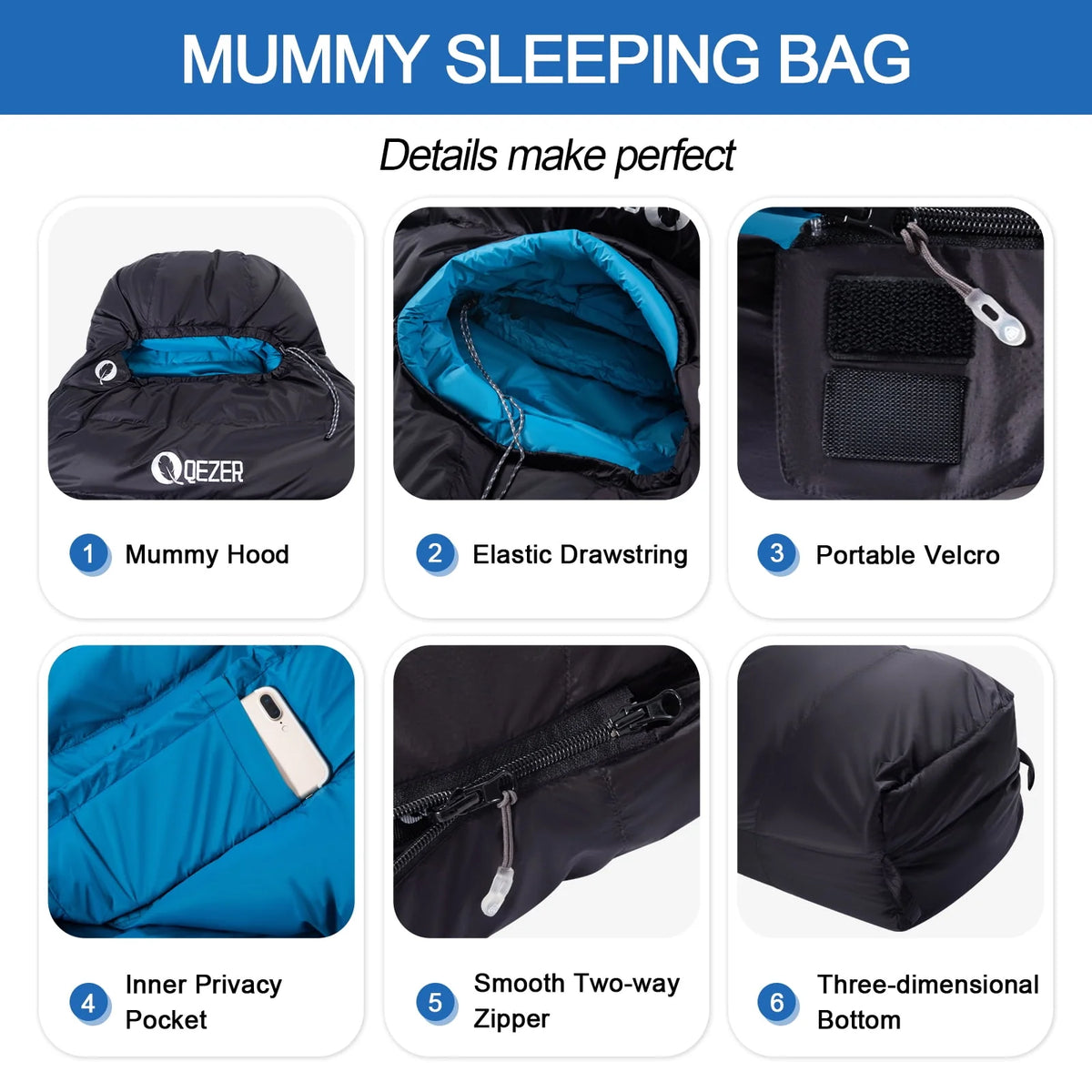 Down Sleeping Bag for Adults with Compression Sack Z810540