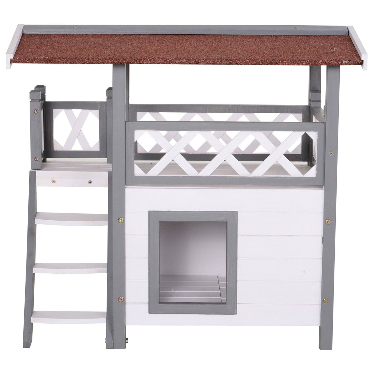 3-Story Wooden Cat House with Balcony V7523