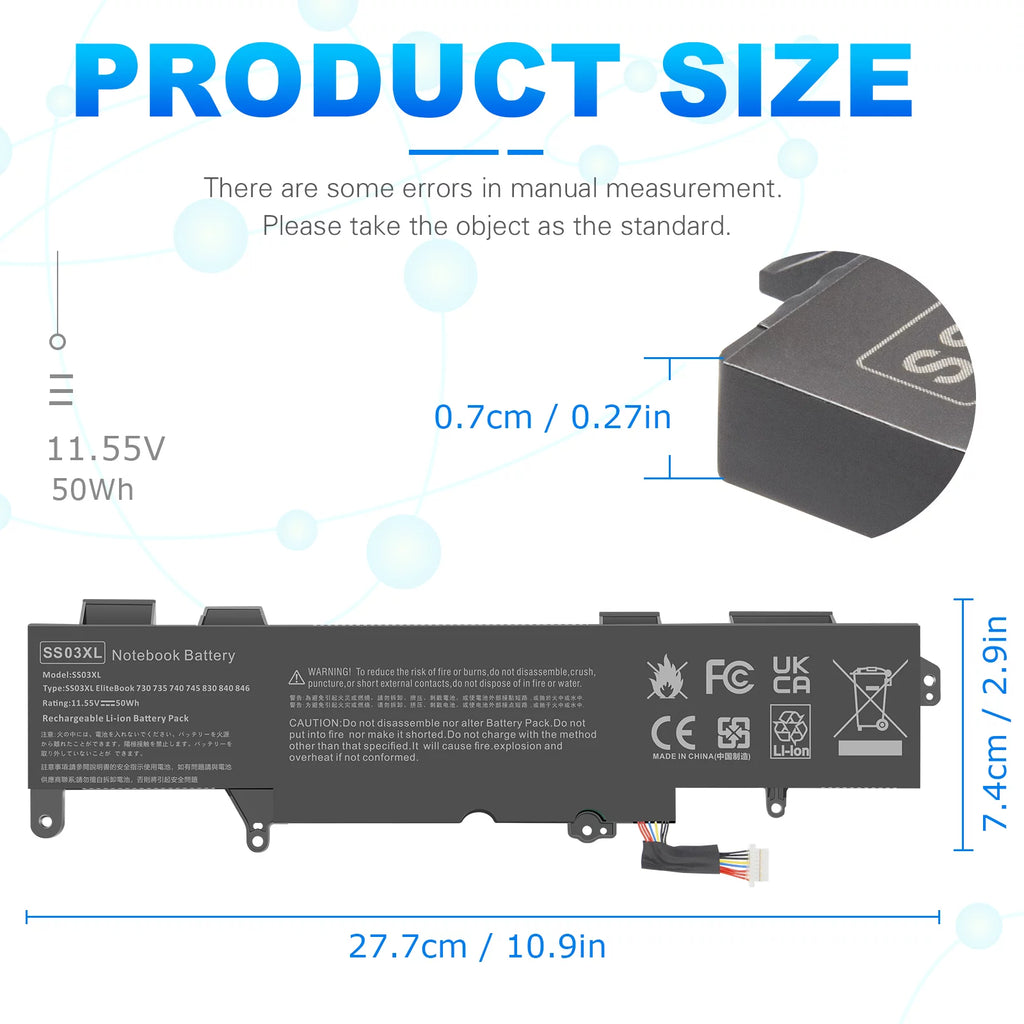 Battery for Hp EliteBook 735 740 745 830 836 840 U554351