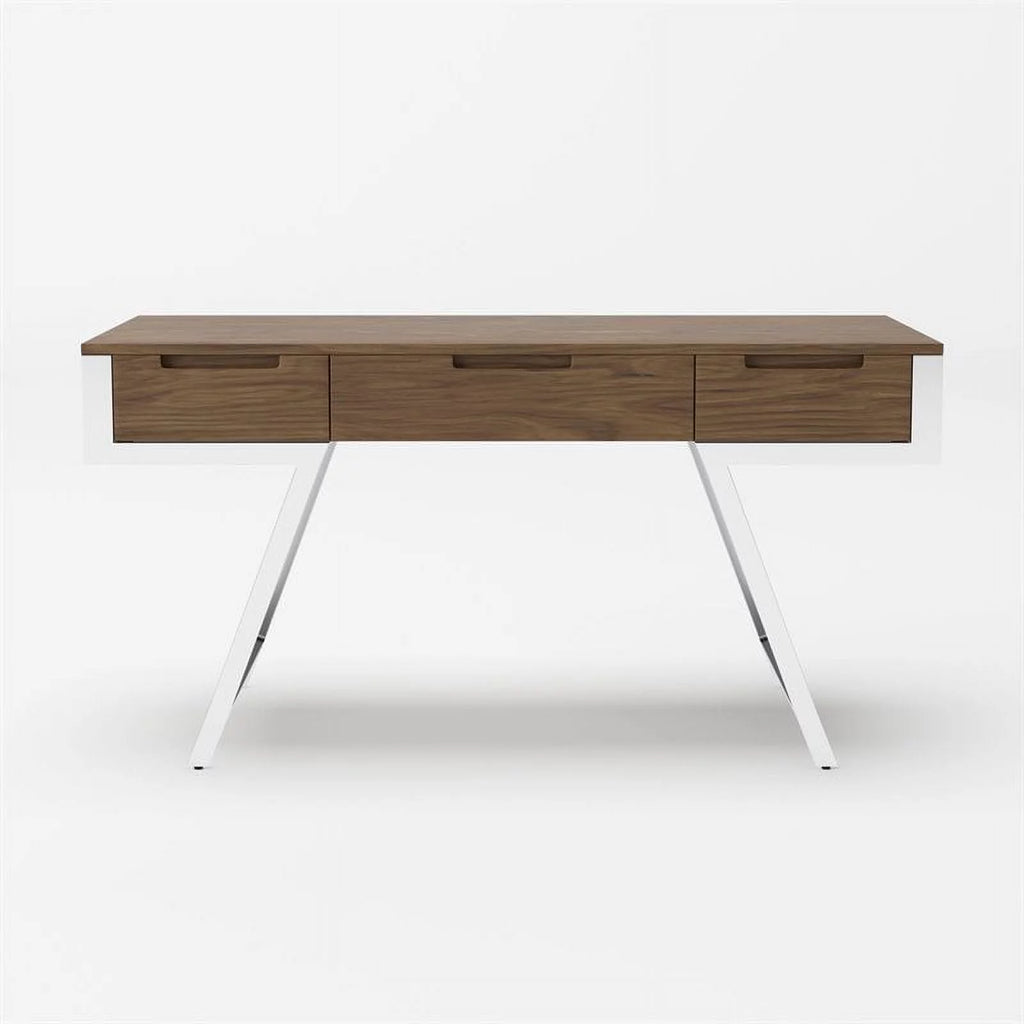 3 Drawer Walnut Chrome Desk J17946