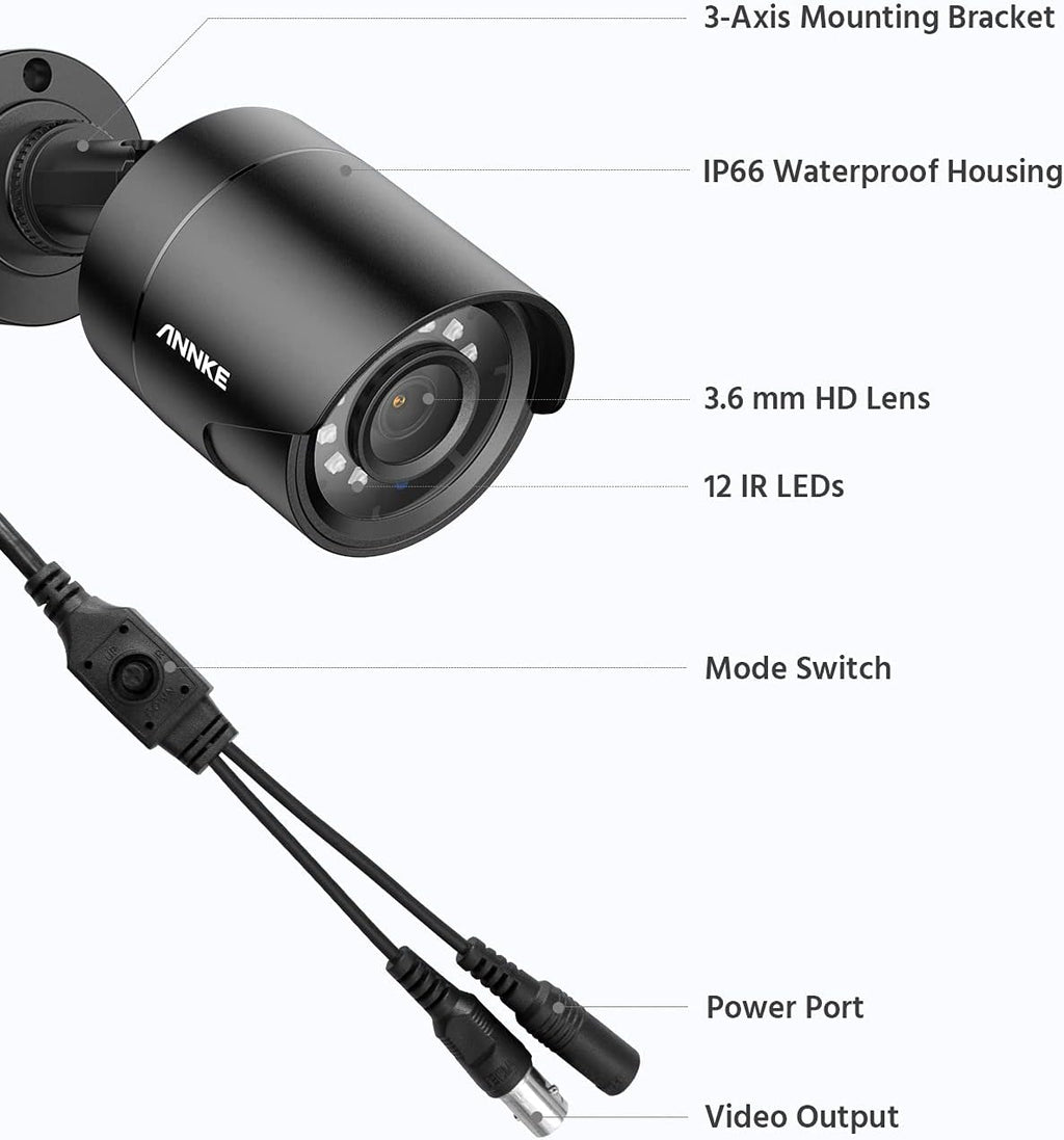 1080p Security Camera Bullet Wired Camera IP66 Weatherproof Analog Surveillance Camera X190