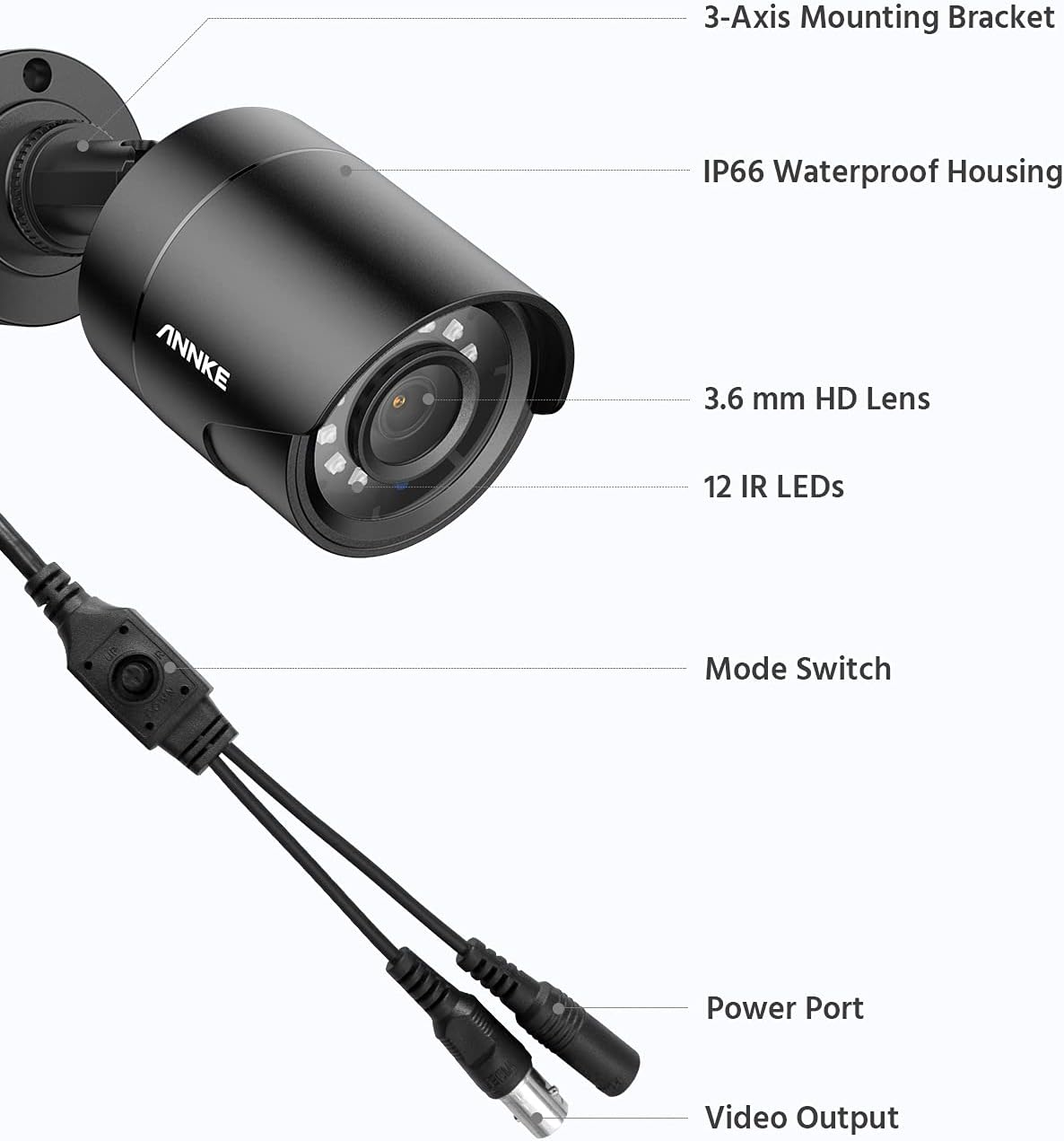 1080p Security Camera Bullet Wired Camera IP66 Weatherproof Analog Surveillance Camera X190