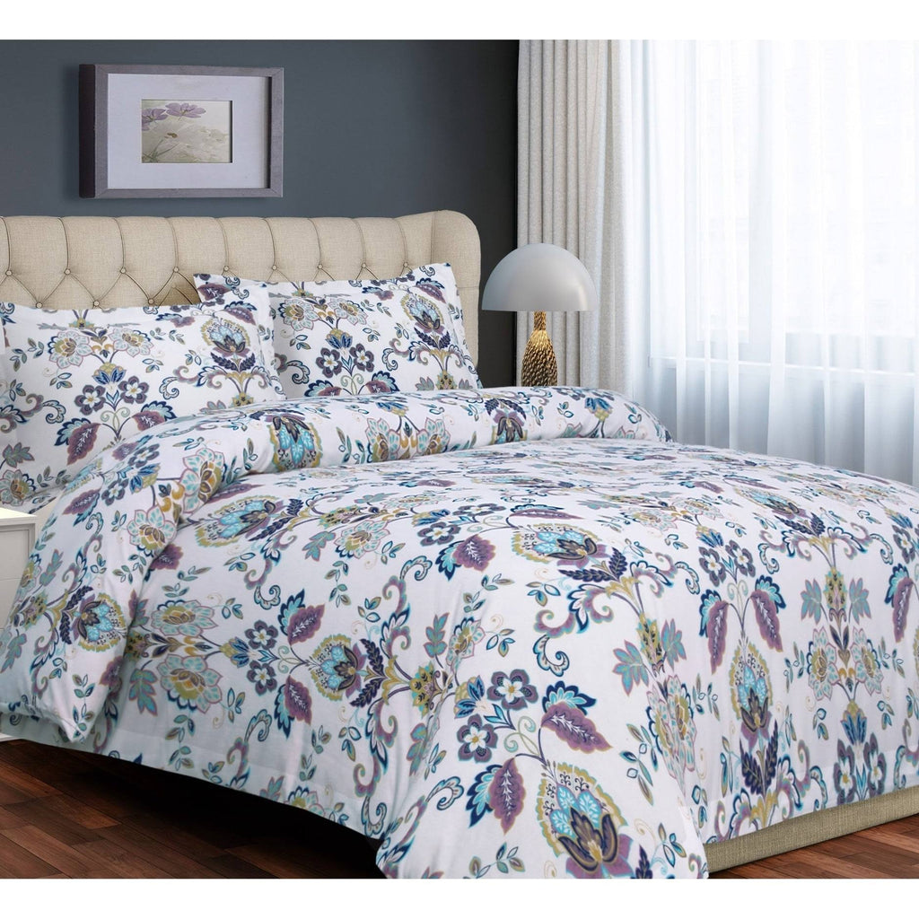 Paisley Flannel 3-Piece Queen Duvet Cover Set Y244