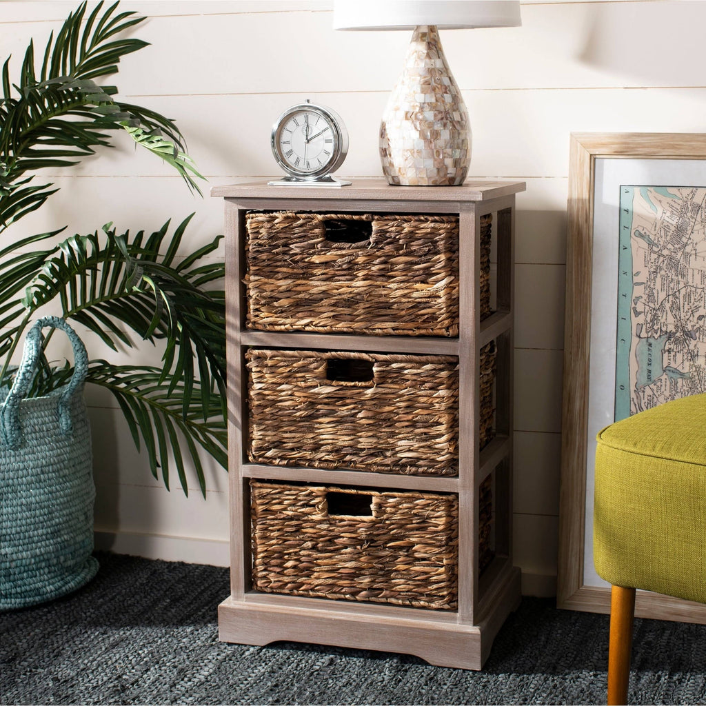 Wicker Basket Storage Side Table F163128