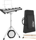 32 Note Glockenspiel Xylophone Bell Kit with 8 Inch Drum Practice Pad, Stand, Carrying Bag W39155