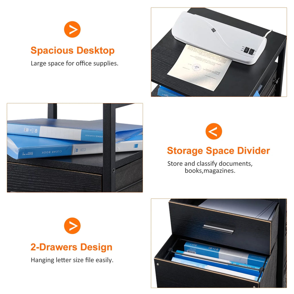 Black 2 Drawer File Cabinet J40454
