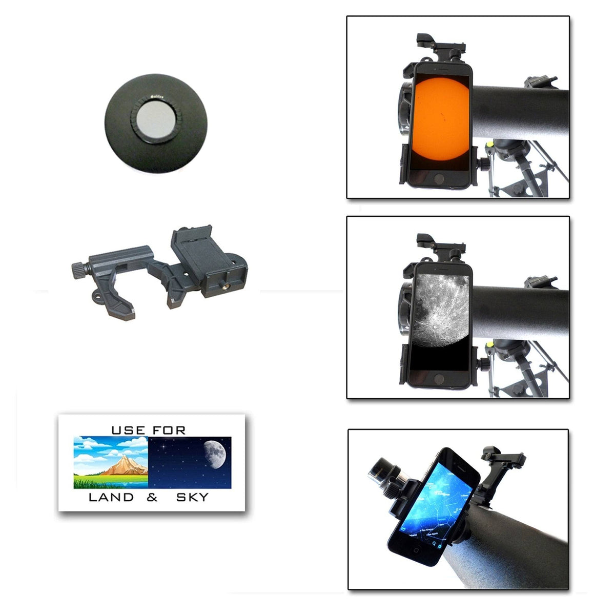 800mm x 80mm Astronomical Reflector Telescope with Smartphone Adapter and Solar Filter D592