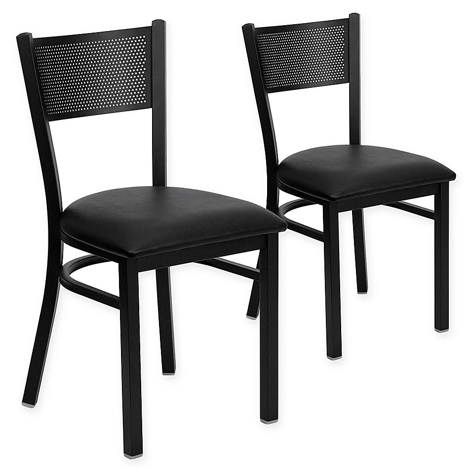 Black Metal Grid Back Chair, Set of 2 X491298