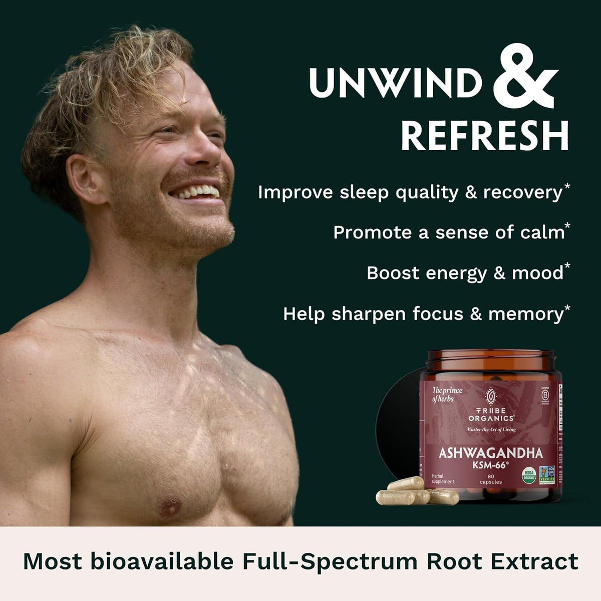 90 Capsules Organic Ashwagandha Root Powder Supplement Z18946