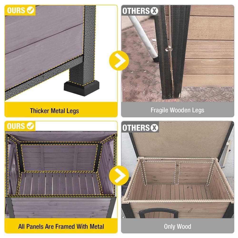 Outdoor Dog House with Porch Iron Frame O1043