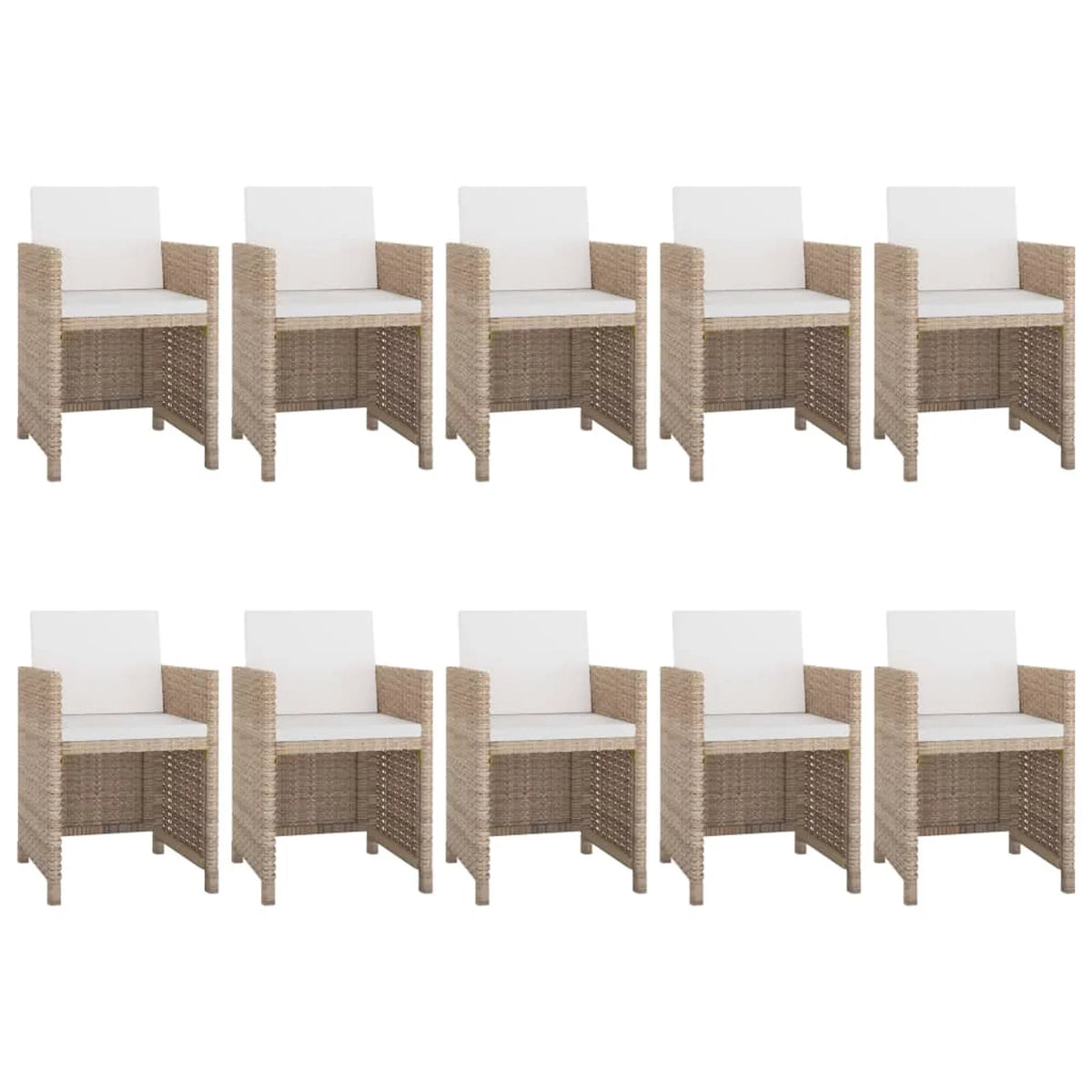 11 Piece Patio Dining Set with Seat Cushion Beige Poly Rattan W599887