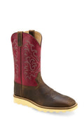 Men's Shaft Western Boot Broad Square Toe Red 8 D(M) US N52114