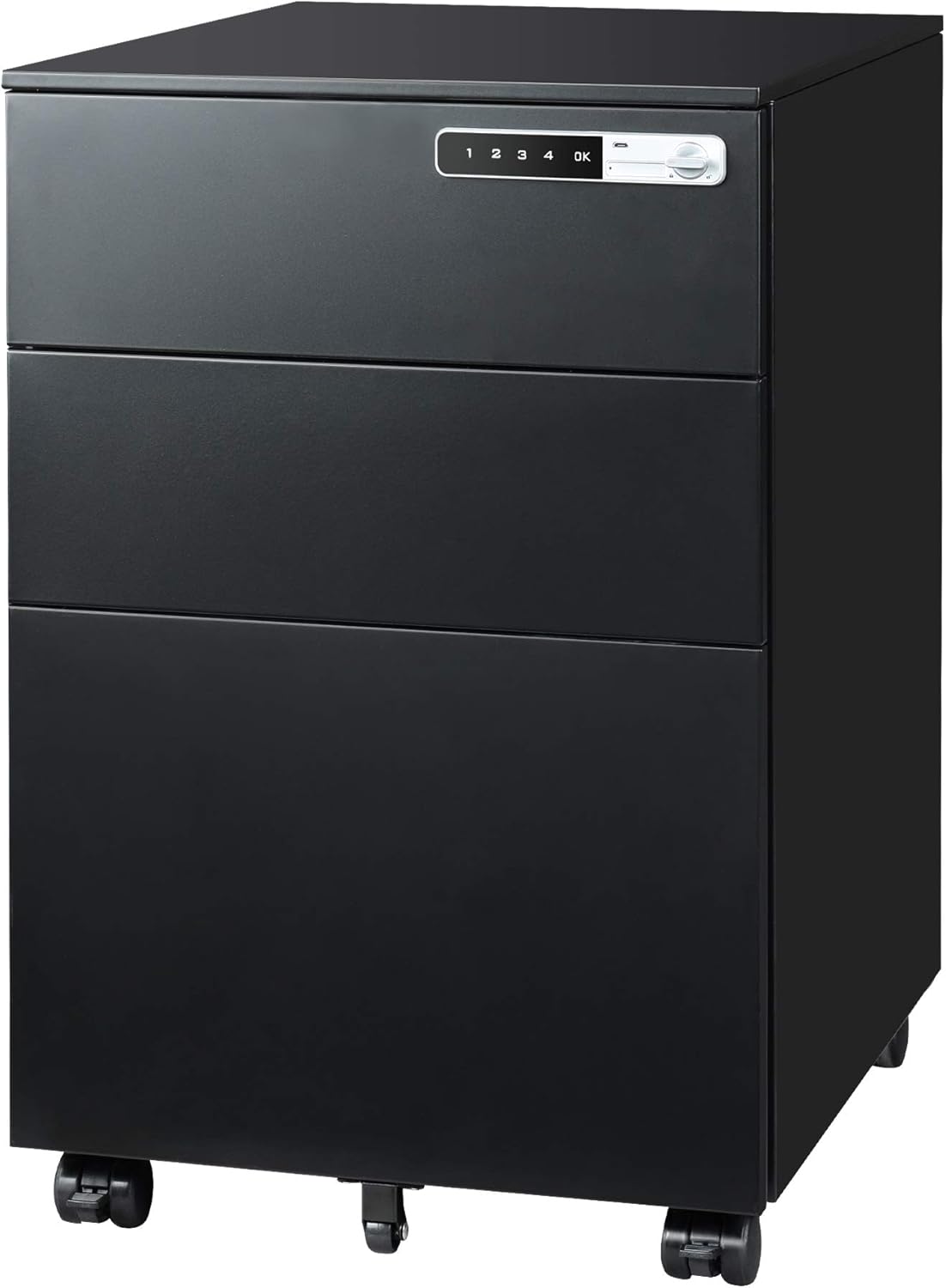 3 Drawer Black Steel Mobile File Cabinet F435