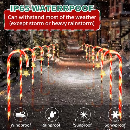 2PK 12 PCS 15FT Solar Candy Cane Lights J4079