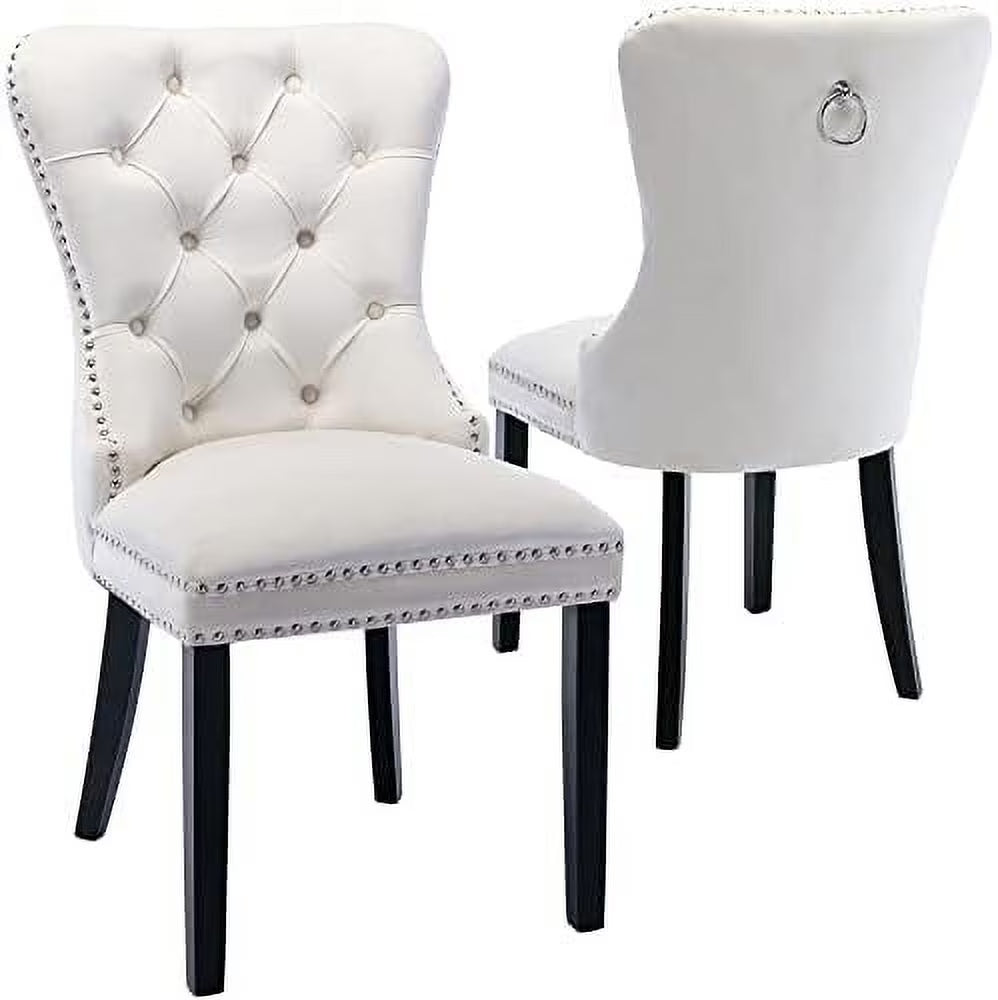 Turquoise Velvet Button Tufted Wingback Dining Chairs Set of 2 I111