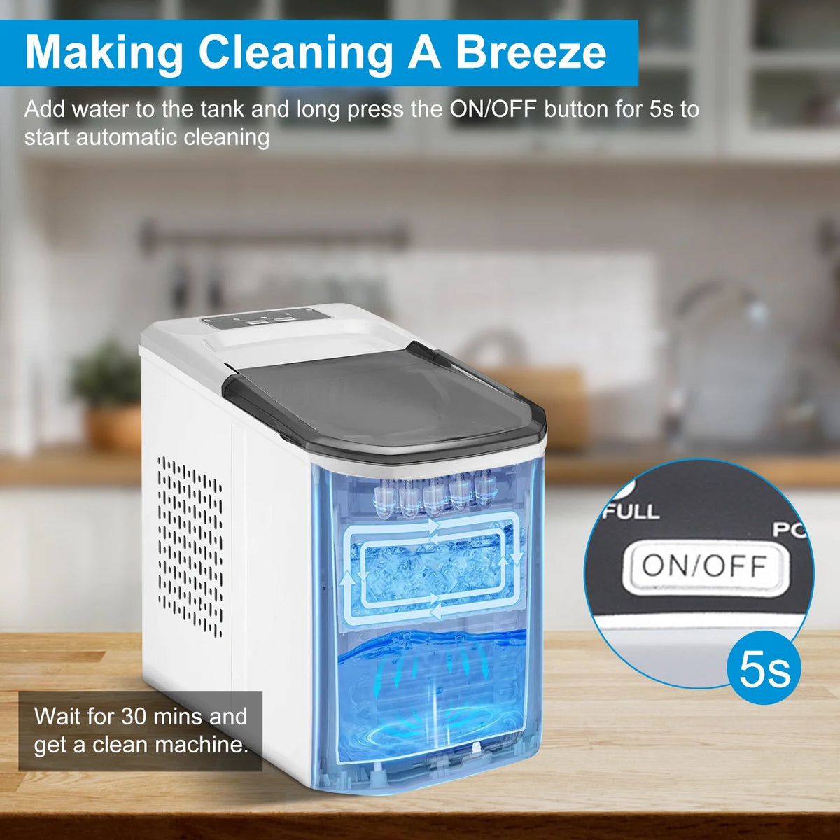 Portable Countertop Ice Maker with Ice Scoop and Basket V367687