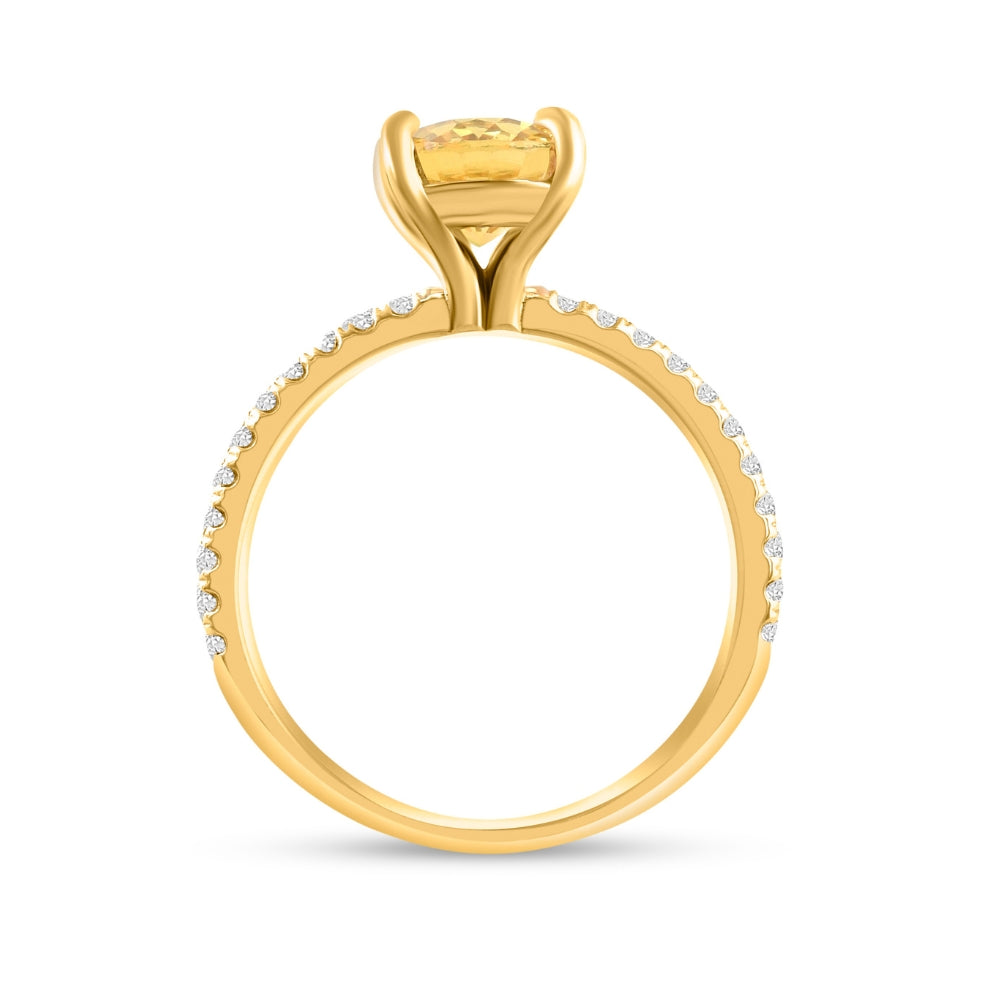 Oval Yellow Sapphire & Diamond Ring 14k Yellow Gold H7881