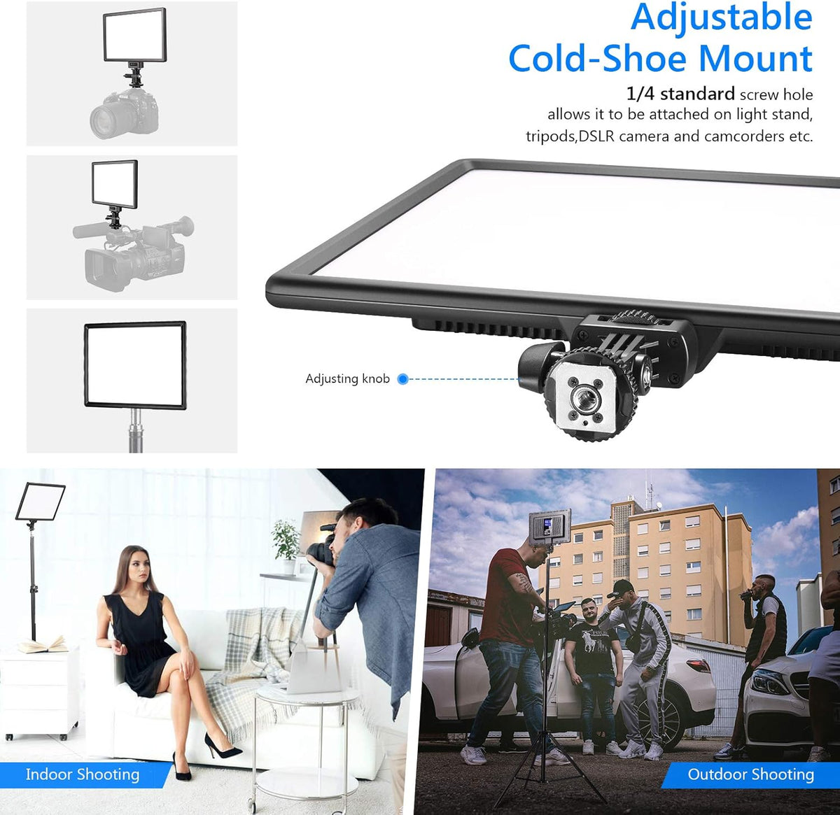 Ultra-Thin LED Soft Light Panel with LCD Display, Dimmable Bi-Color 3200-5600K CRI95+ On Camera Video Light T89910