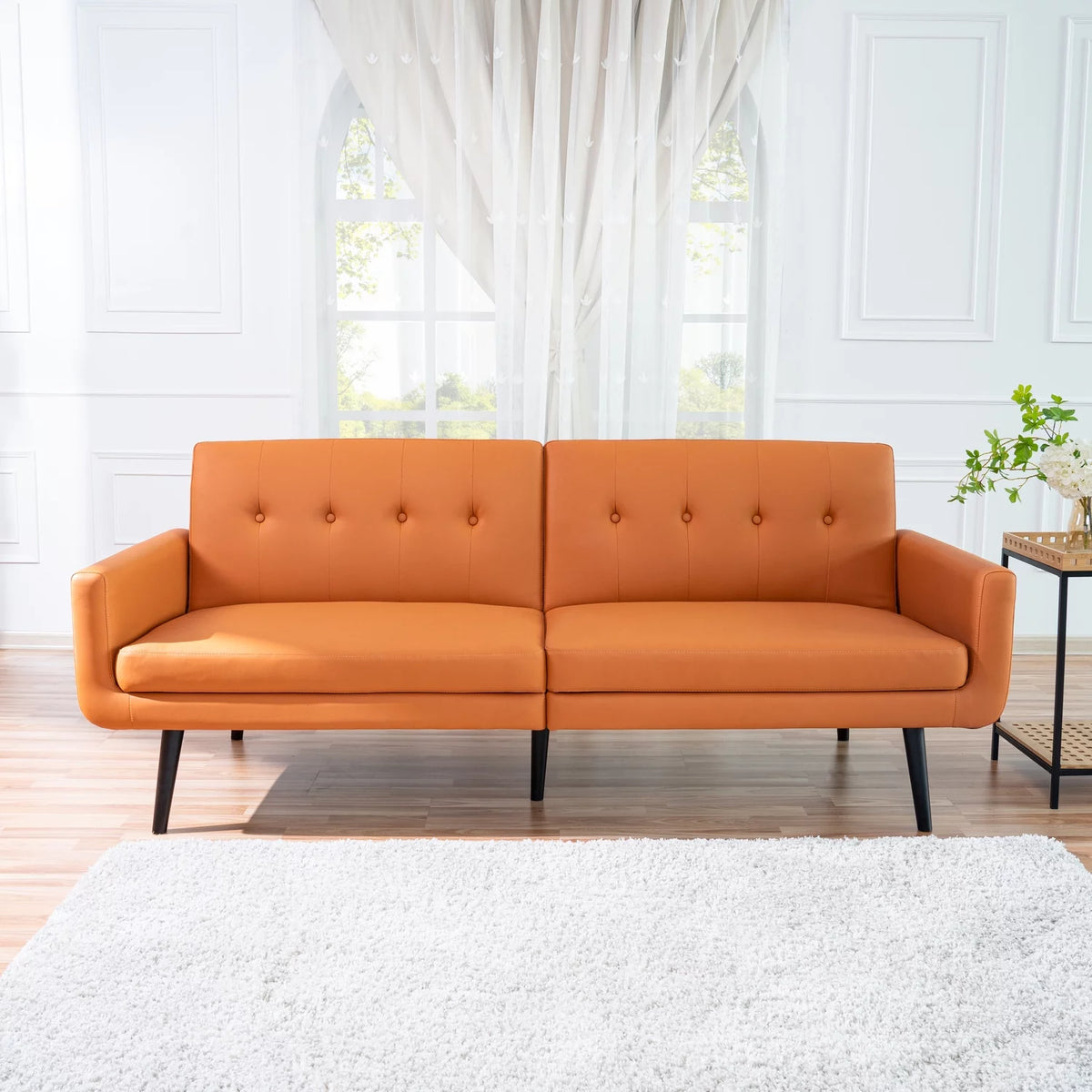 Caramel Air Leather Futon Sofa Bed W351635