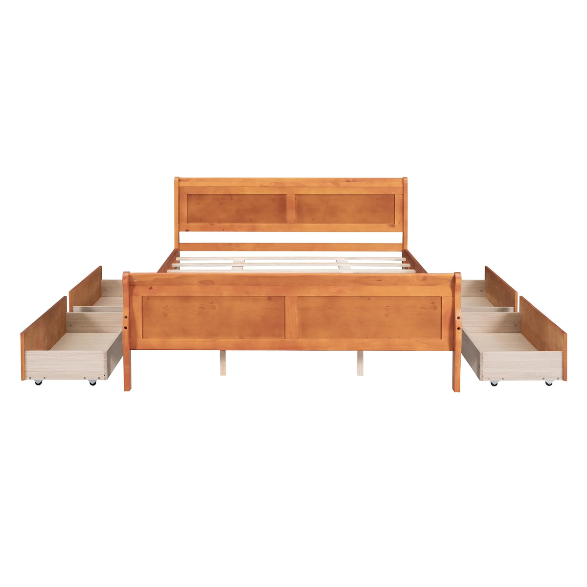 Queen Size Wood Platform Bed Frame with 4 Storage Drawers W961057