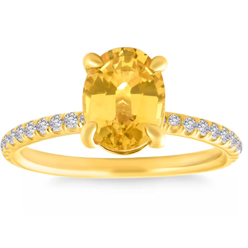 Oval Yellow Sapphire & Diamond Ring 14k Yellow Gold H7881
