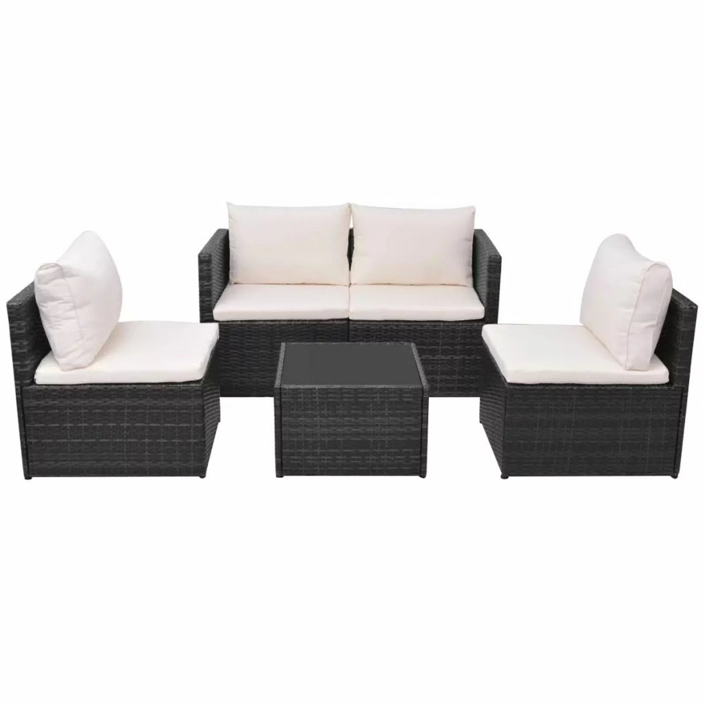 Black Poly Rattan 5 Piece Patio Set Z67986
