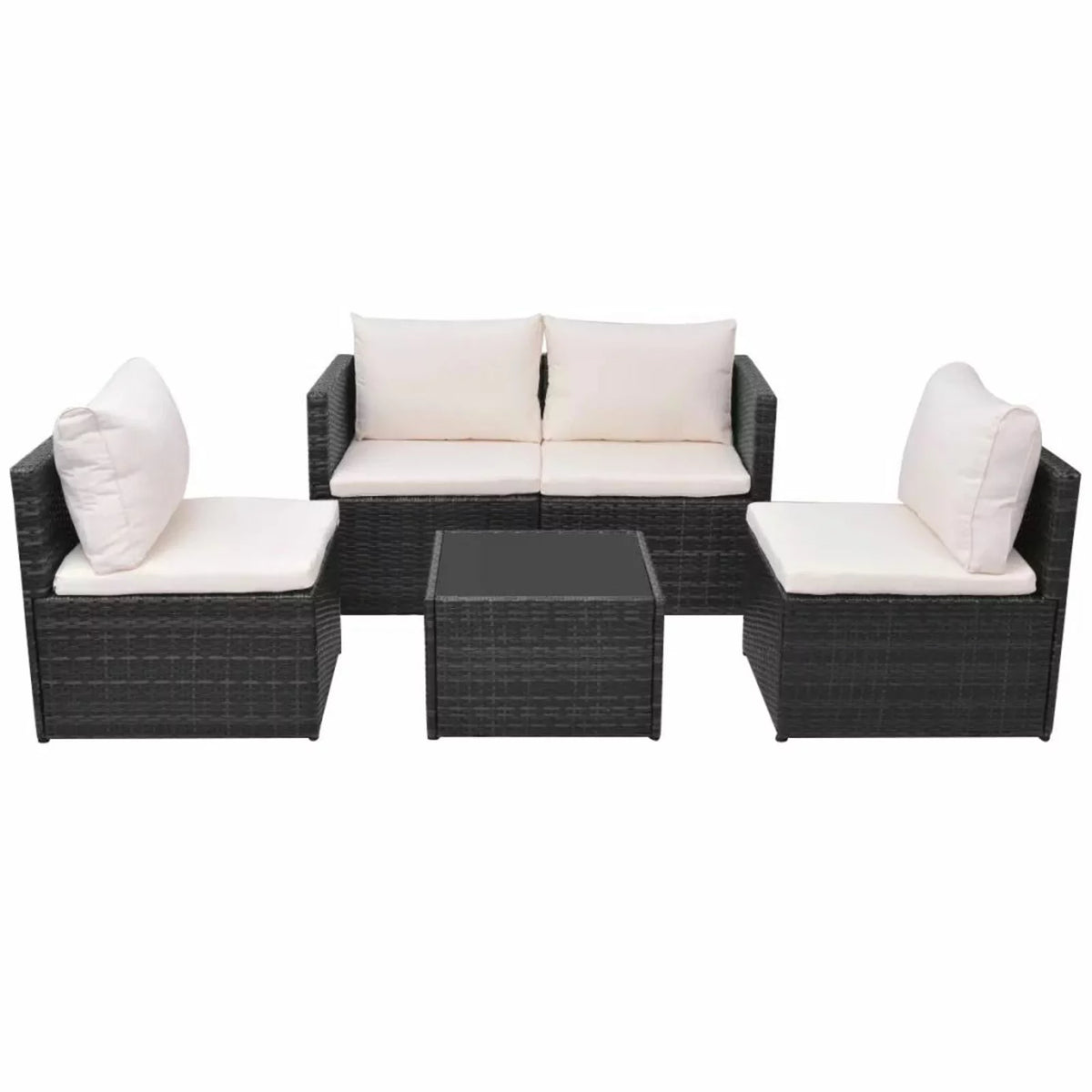 Black Poly Rattan 5 Piece Patio Set Z67986