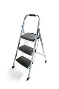 White 3-step Folding Step-stool with Hand Grip and Plastic Steps O71768
