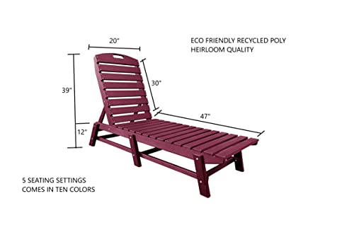 Teal Folding HDPE Recycled Poly Pool Chaise Lounge C4383