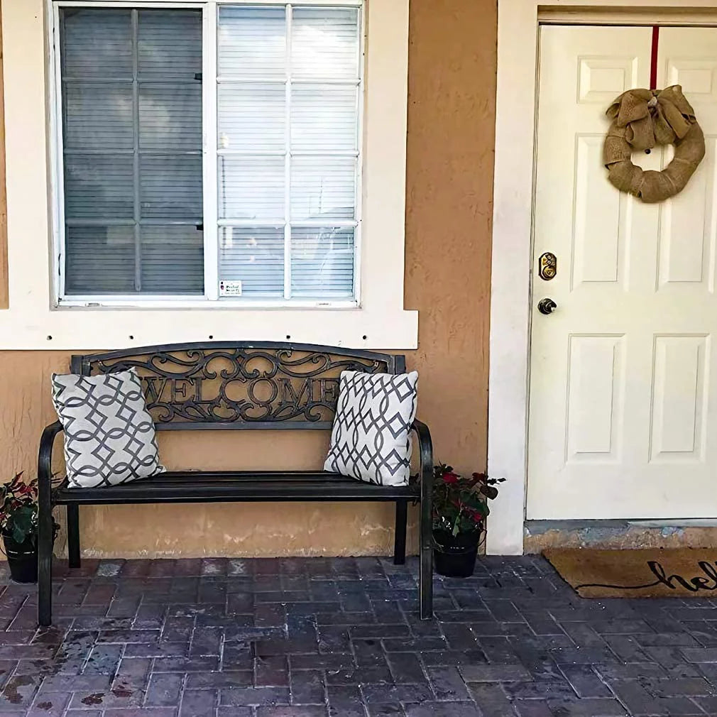 50" Metal Patio Garden Bench with Armrests V668165