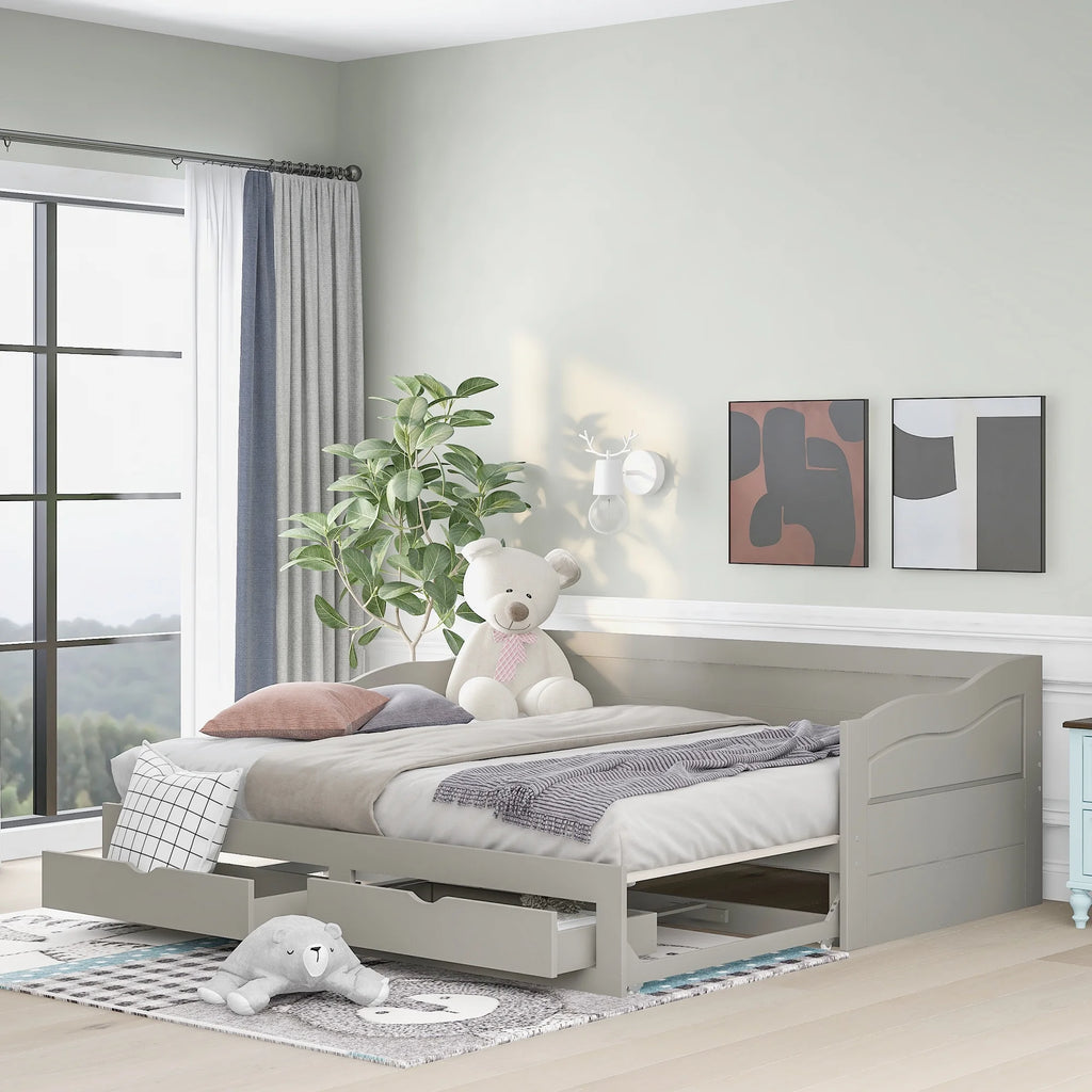 Wooden Daybed with Trundle and Two Storage Drawers L99766