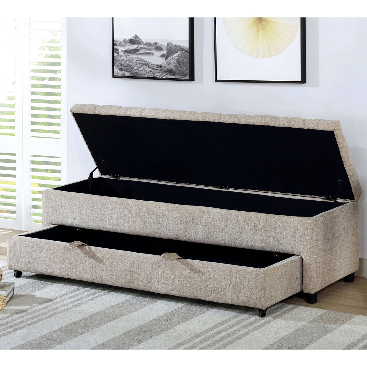 Dark Grey Tufted Storage Bench Y2772