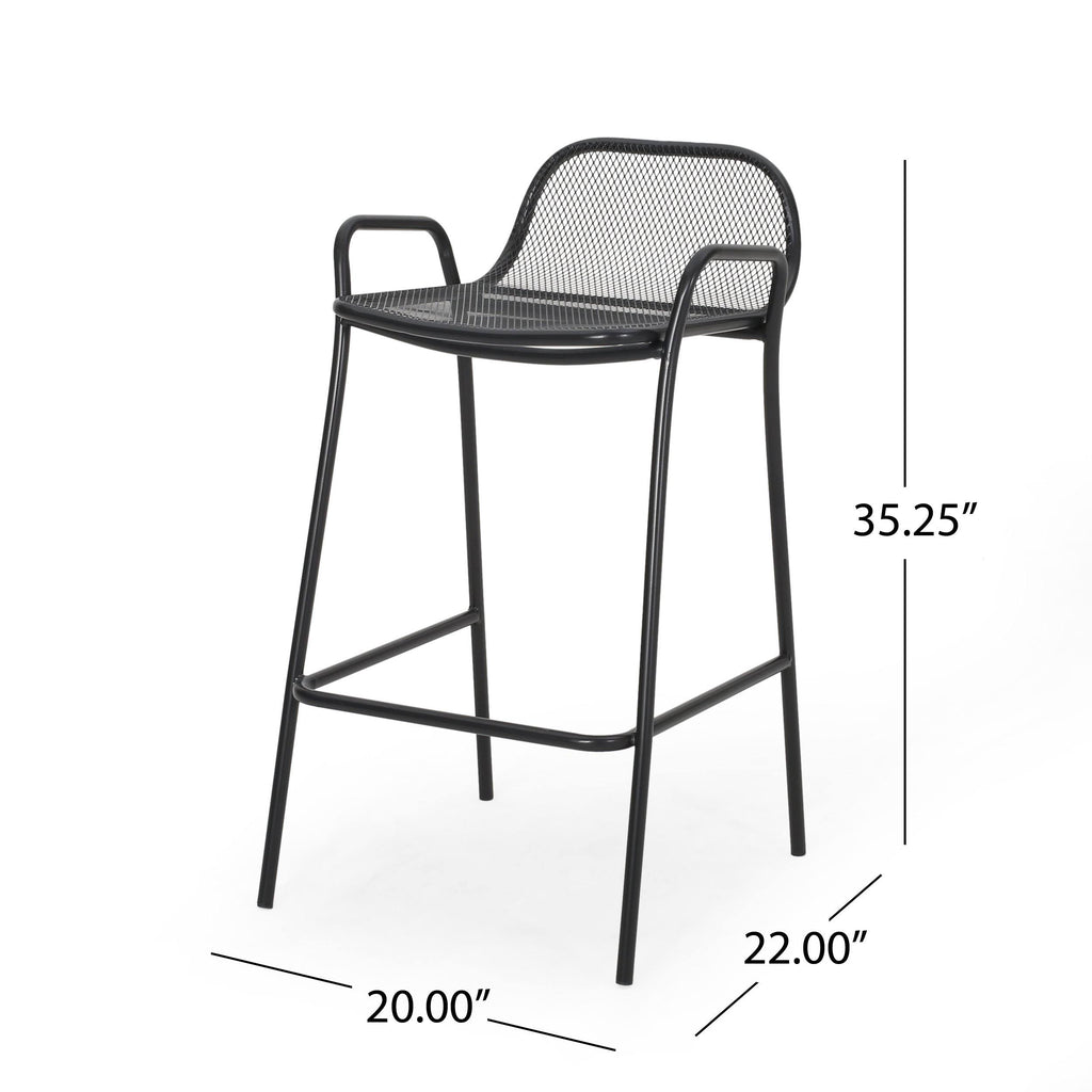 Matte Black Iron Barstool Set of 2 E996