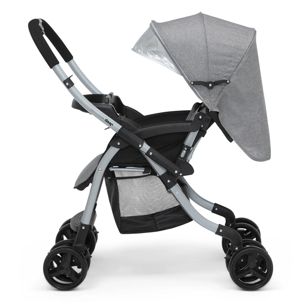 Grey Tweed Reversible Handle Stroller I149957