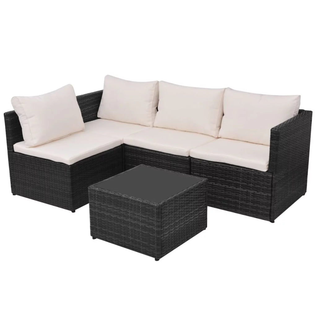 Black Poly Rattan 5 Piece Patio Set Z67986