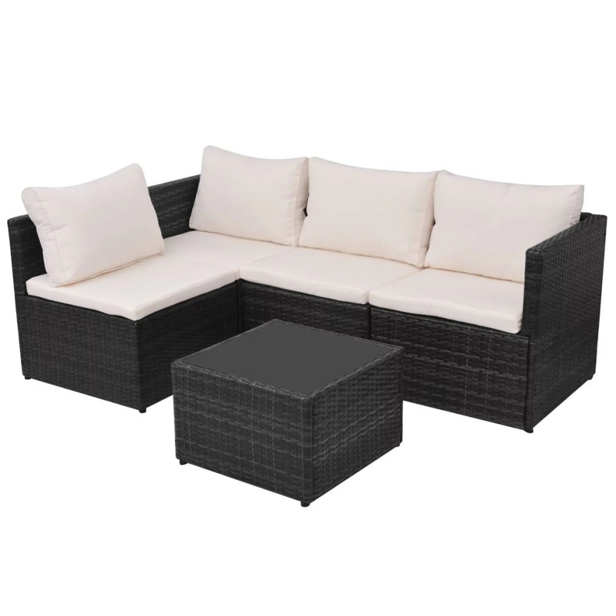 Black Poly Rattan 5 Piece Patio Set Z67986