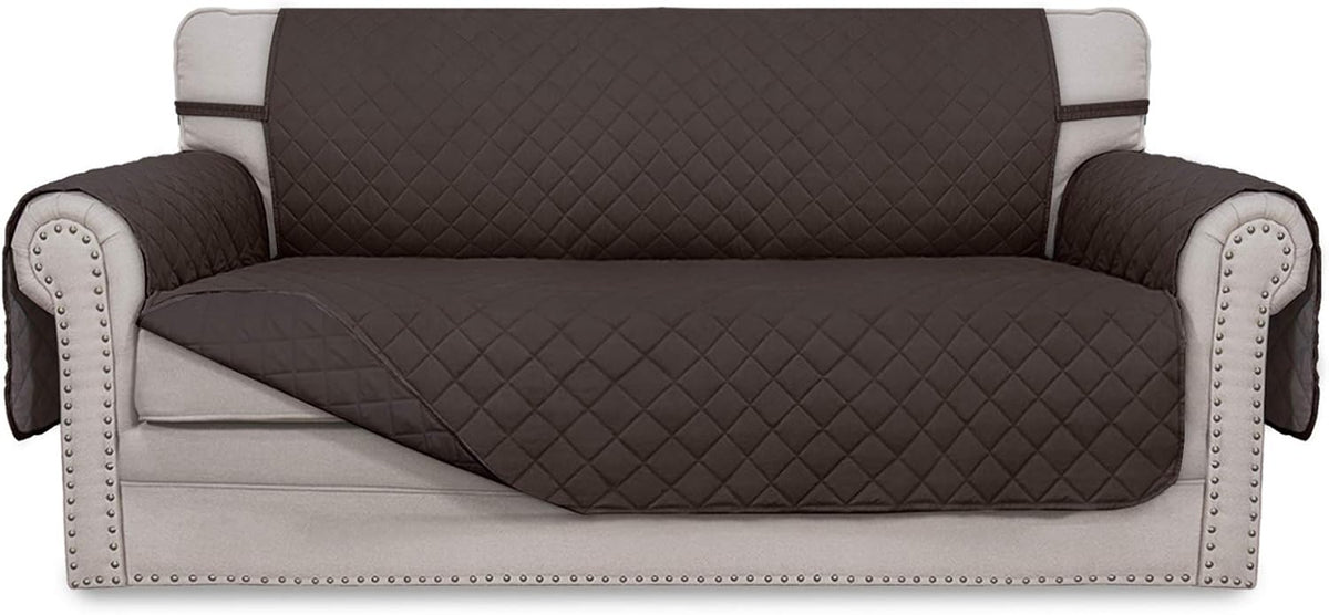 Light Gray Reversible Sofa Slipcover with Elastic Straps K5917
