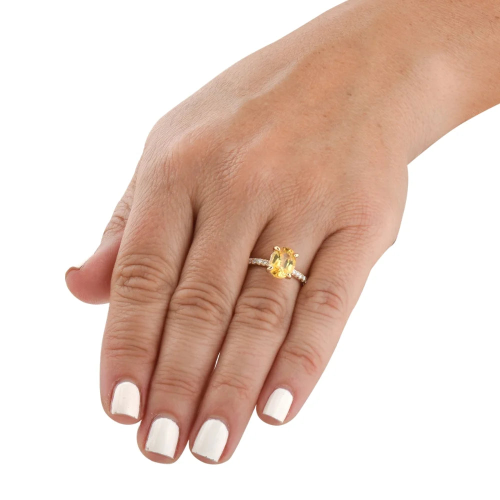 Oval Yellow Sapphire & Diamond Ring 14k Yellow Gold H7881