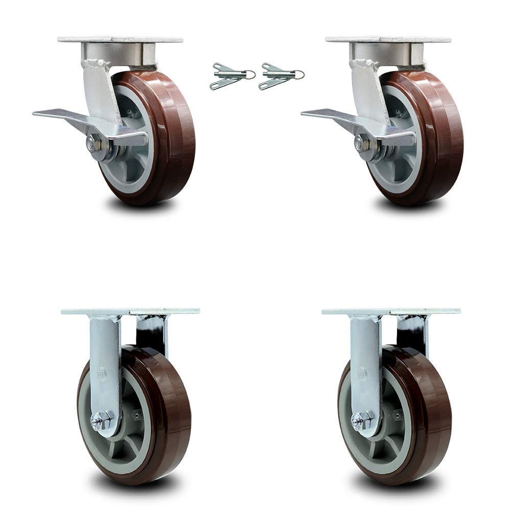 Swivel Top Plate Caster with 4 x 2 Maroon Wheel & Side Lock Brake Y317618