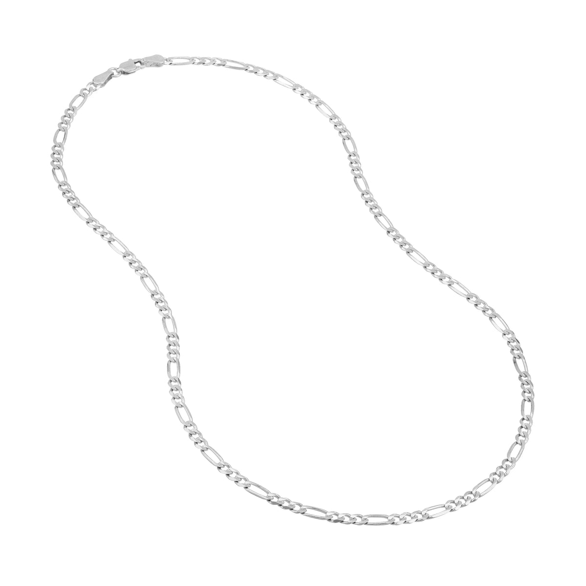 14K White Gold 20" Figaro Chain Necklace N6605