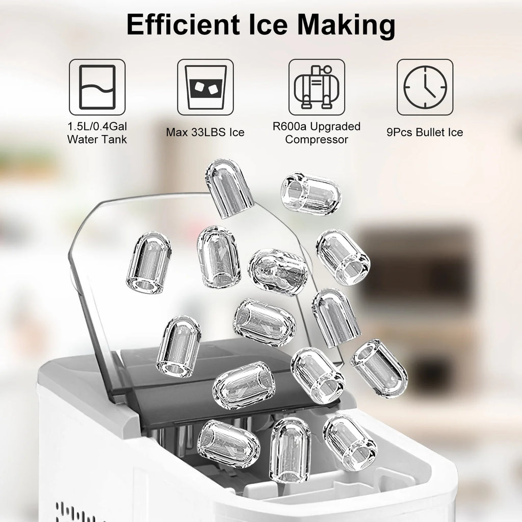 Portable Countertop Ice Maker with Ice Scoop and Basket V367687