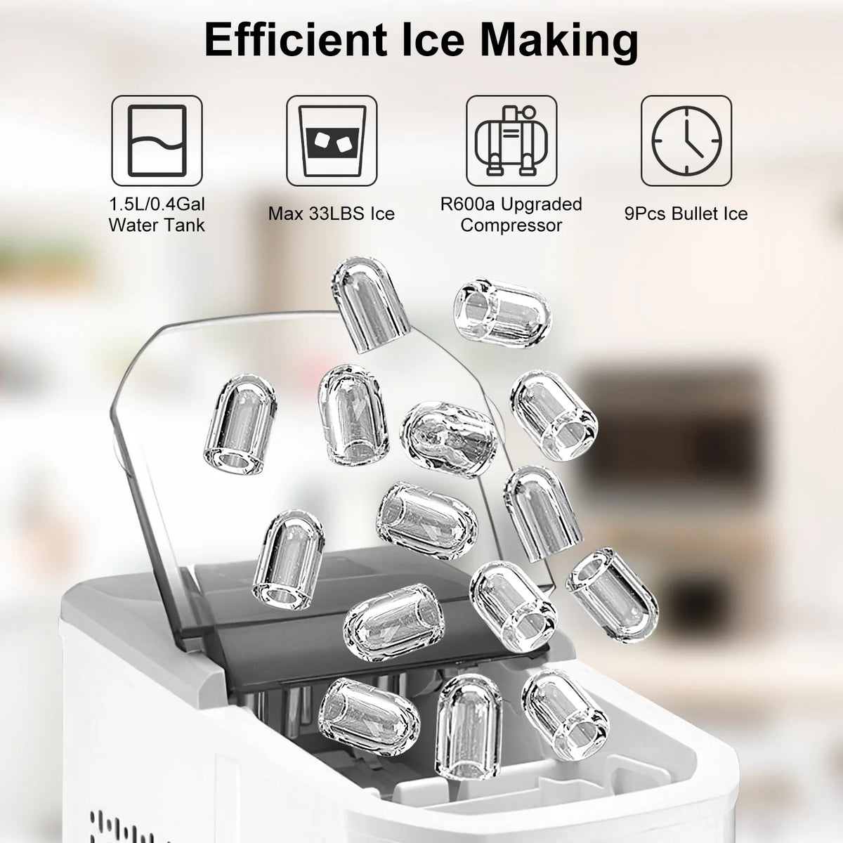 Portable Countertop Ice Maker with Ice Scoop and Basket V367687