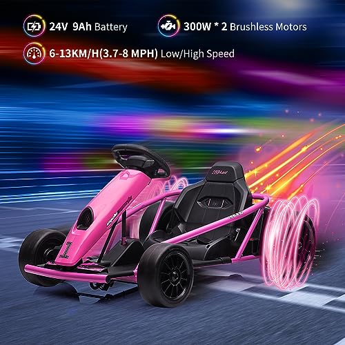 Electric Go Kart, 24V 2 x 300W 8MPH Drift Karts with Seat Belt A6051