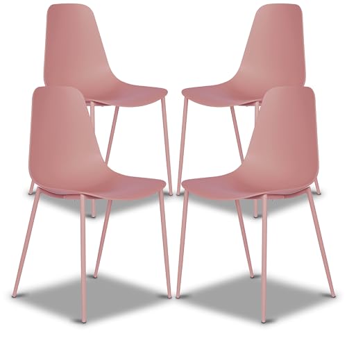 Pistachio Green Plastic Dining Chairs Set of 4 with Metal Legs A8921